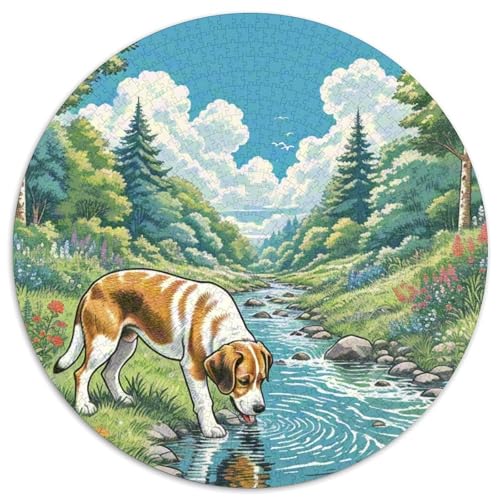 Dog 1000 Rundes Pet Circular Puzzles Kreatives Geschenke Pädagogisches Stressabbau-Spielzeug Für Erwachsene 1000pcs (67.5x67.5cm) von RYVABXYAK