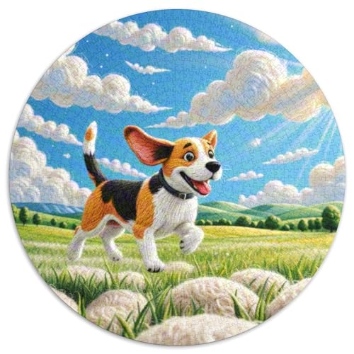 Dog 1000 Rundes Pet Circular Puzzles Schwieriges Großes Pädagogisches Stressabbau-Spielzeug Für Erwachsene 1000pcs (67.5x67.5cm) von RYVABXYAK