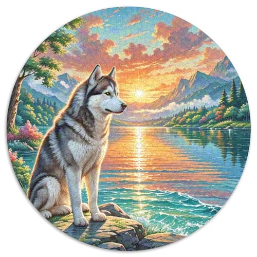 Dog 1000 Rundes Pet Circular Puzzles Schwieriges Großes Stressfreisetzung Spielzeug Für Erwachsene 1000pcs (67.5x67.5cm) von RYVABXYAK
