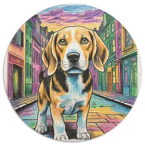Dog 1000 Rundes Pet Circular Puzzles Schwieriges Großes Stressfreisetzung Spielzeug Für Erwachsene 1000pcs (67.5x67.5cm) von RYVABXYAK