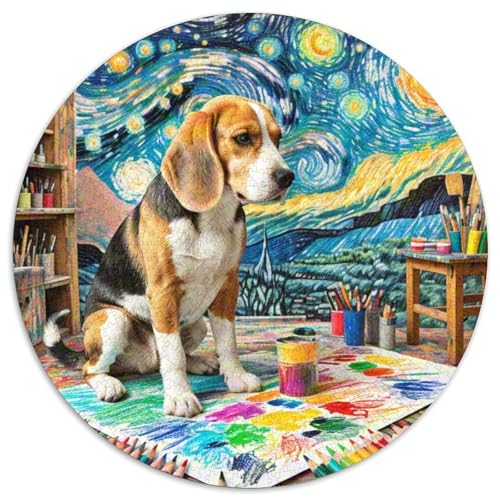 Dog 1000 Rundes Pet Puzzle Kreative Pädagogisches Stressabbau-Spielzeug Für Erwachsene Und Kinder 1000pcs (67.5x67.5cm) von RYVABXYAK
