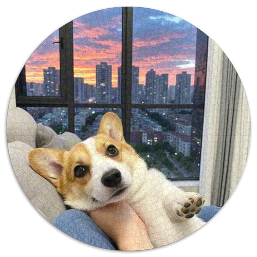 Dog 1000 Rundes Pet Puzzle Kreative Stressfreisetzung Spielzeug Für Erwachsene Und Kinder 1000pcs (67.5x67.5cm) von RYVABXYAK