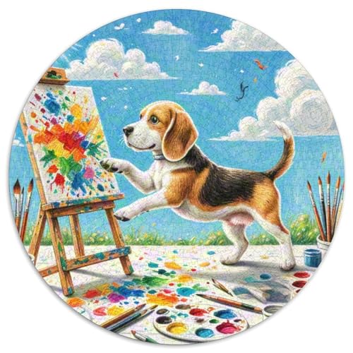 Dog 1000 Rundes Pet Puzzle Kreatives Geschenke Stressfreisetzung Spielzeug Für Erwachsene 1000pcs (67.5x67.5cm) von RYVABXYAK