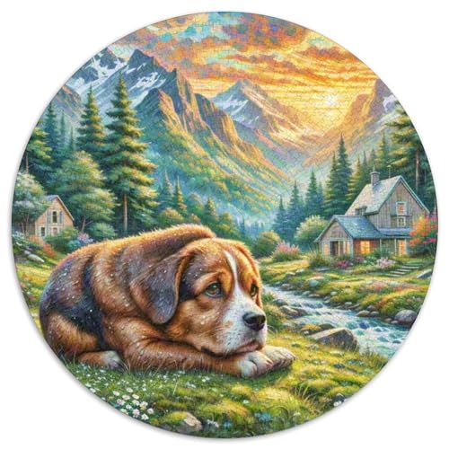 Dog 1000 Rundes Pet Puzzle Kreatives Geschenke Stressfreisetzung Spielzeug Für Erwachsene 1000pcs (67.5x67.5cm) von RYVABXYAK
