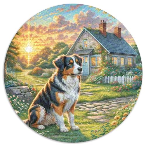 Dog 1000 Rundes Pet Puzzle Kreatives Geschenke Stressfreisetzung Spielzeug Für Erwachsene 1000pcs (67.5x67.5cm) von RYVABXYAK