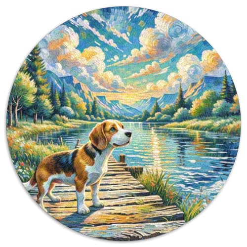 Dog 1000 Rundes Pet Puzzle Schwieriges Großes Pädagogisches Stressabbau-Spielzeug Für Erwachsene 1000pcs (67.5x67.5cm) von RYVABXYAK