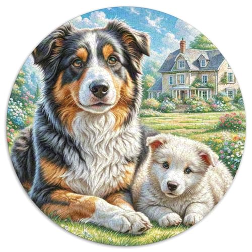 Dog 1000 Rundes Pet Puzzle Schwieriges Großes Pädagogisches Stressabbau-Spielzeug Für Erwachsene Und Kinder 1000pcs (67.5x67.5cm) von RYVABXYAK