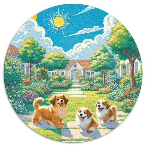 Dog 1000 Rundes Pet Puzzle Schwieriges Großes Stressfreisetzung Spielzeug Für Erwachsene Und Kinder 1000pcs (67.5x67.5cm) von RYVABXYAK
