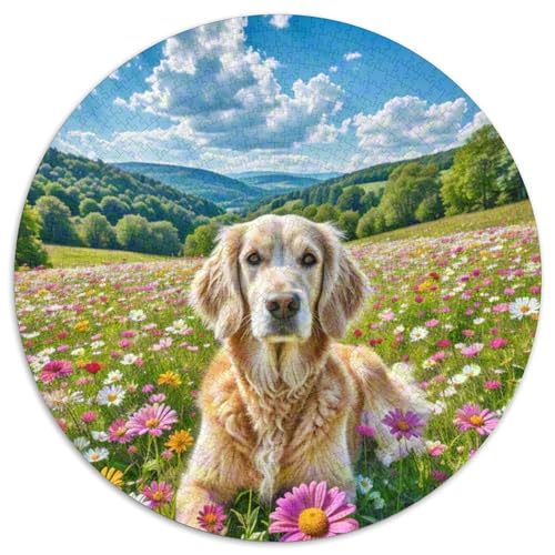 Dog 1000 Rundes Pet Puzzle Schwieriges Großes Stressfreisetzung Spielzeug Für Erwachsene Und Kinder 1000pcs (67.5x67.5cm) von RYVABXYAK