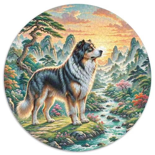 Dog 1000 Rundes Pet Rund Puzzle Kreative Pädagogisches Stressabbau-Spielzeug Für Erwachsene 1000pcs (67.5x67.5cm) von RYVABXYAK