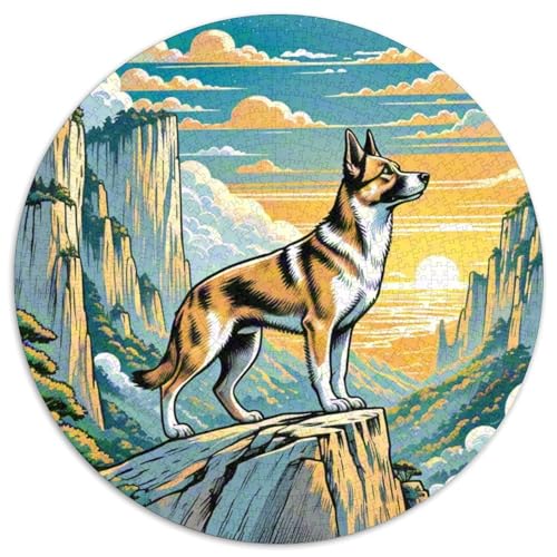 Dog 1000 Rundes Pet Rund Puzzle Kreative Pädagogisches Stressabbau-Spielzeug Für Erwachsene Und Kinder 1000pcs (67.5x67.5cm) von RYVABXYAK