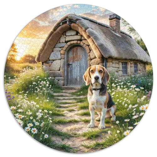 Dog 1000 Rundes Pet Rund Puzzle Kreative Stressfreisetzung Spielzeug Für Erwachsene 1000pcs (67.5x67.5cm) von RYVABXYAK