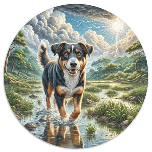 Dog 1000 Rundes Pet Rund Puzzle Kreative Stressfreisetzung Spielzeug Für Erwachsene 1000pcs (67.5x67.5cm) von RYVABXYAK