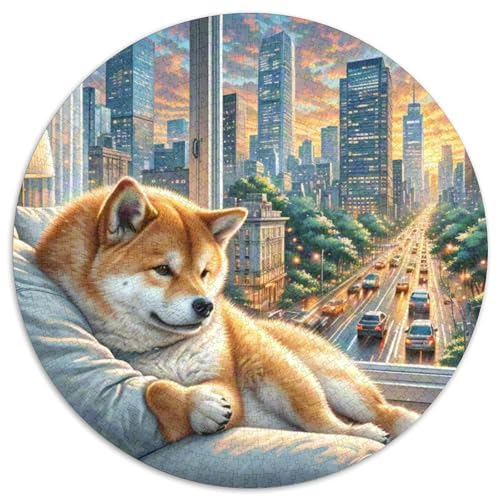Dog 1000 Rundes Pet Rund Puzzle Kreative Stressfreisetzung Spielzeug Für Erwachsene 1000pcs (67.5x67.5cm) von RYVABXYAK