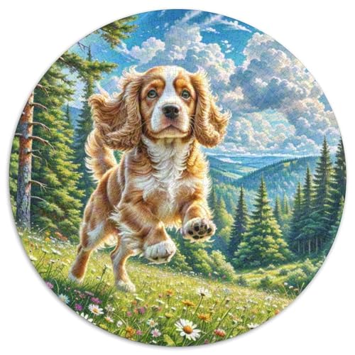 Dog 1000 Rundes Pet Rund Puzzle Kreative Stressfreisetzung Spielzeug Für Erwachsene Und Kinder 1000pcs (67.5x67.5cm) von RYVABXYAK