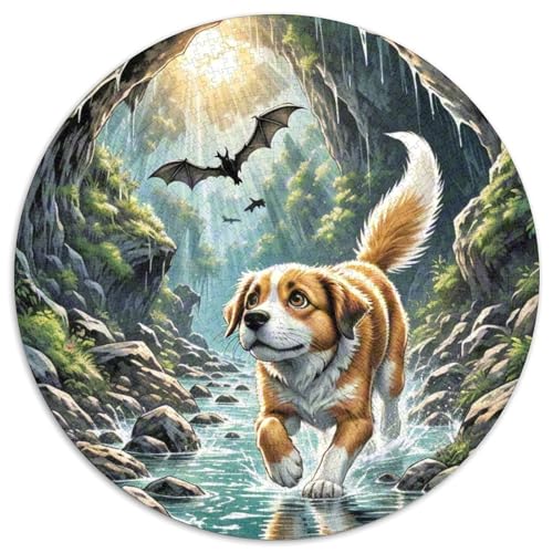 Dog 1000 Rundes Pet Rund Puzzle Kreative Stressfreisetzung Spielzeug Für Erwachsene Und Kinder 1000pcs (67.5x67.5cm) von RYVABXYAK