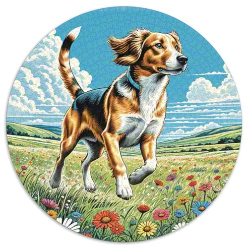 Dog 1000 Rundes Pet Rund Puzzle Kreatives Geschenke Stressfreisetzung Spielzeug Für Erwachsene 1000pcs (67.5x67.5cm) von RYVABXYAK
