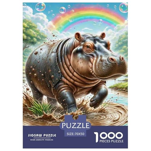 Hippopotamus 1000-teiliges Animal Puzzle Für Erwachsene Geschicklichkeitsspiel Anspruchsvolles Puzzle 70x50cm/1000pcs von RYVABXYAK