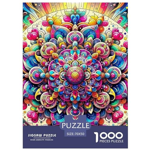 Mandala Flower 1000-teiliges Oil Painting Style Puzzle Für Die Ganze Familie Geschicklichkeitsspiel Anspruchsvolles Puzzle 70x50cm/1000pcs von RYVABXYAK