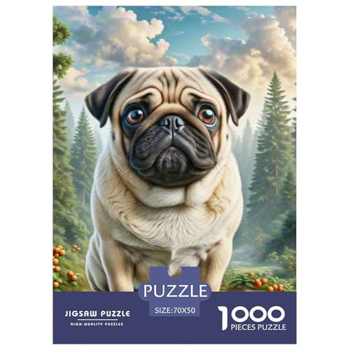 Pug 1000-teiliges Pet Puzzle Für Erwachsene Klassische DIY Herausfordernde 70x50cm/1000pcs von RYVABXYAK