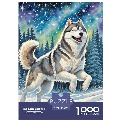 Siberian Husky 1000-teiliges Pet Puzzle Für Die Ganze Familie Geschicklichkeitsspiel Puzzlespiel Themen-Puzzle Mit 38x26cm/1000pcs von RYVABXYAK