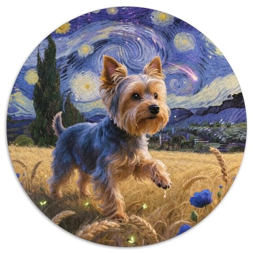 Teddy Bear Dog 1000 Rundes Dog Animal Rund Puzzle Kreatives Geschenke Stressfreisetzung Spielzeug Für Erwachsene Und Kinder 1000pcs (67.5x67.5cm) von RYVABXYAK
