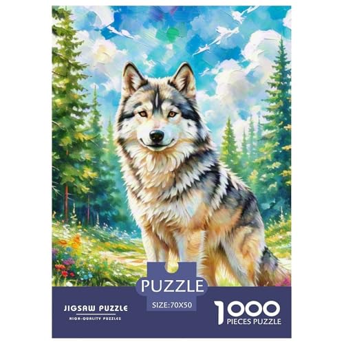Wolf 1000-teiliges Wolf Puzzle Familien Klassische Unmöglich Puzzles 70x50cm/1000pcs von RYVABXYAK