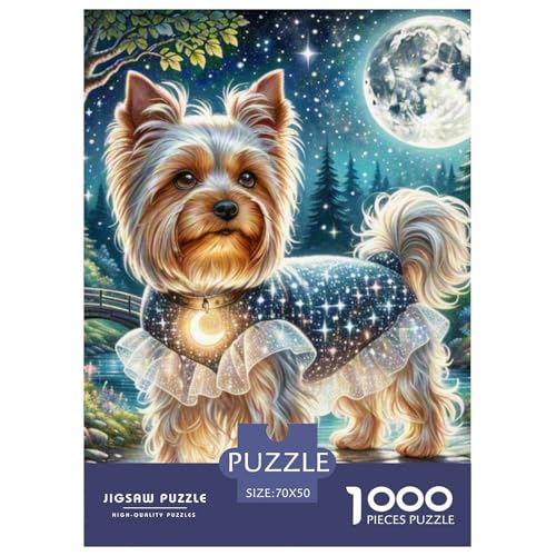 Yorkshire Terrier 1000-teiliges Dog Puzzle Familien Geschicklichkeitsspiel Anspruchsvolles Puzzle 70x50cm/1000pcs von RYVABXYAK