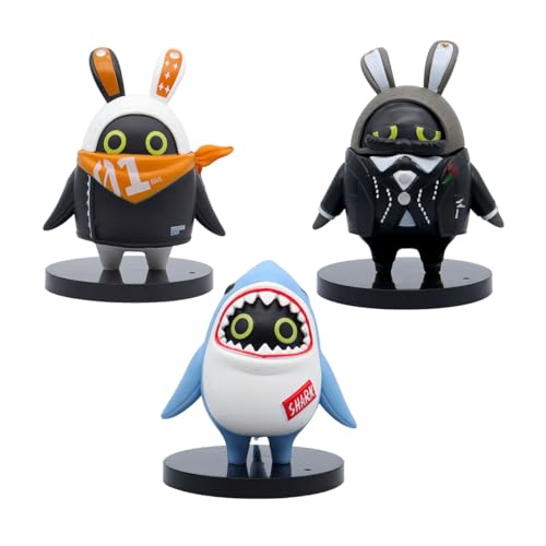 RZAHUAHU Zenless Zone Zero Bangboo Figur Mini-Figurine Anime-Spielzeug PVC Eous Butler Sharkboo (EIN Satz (3 Stück)) von RZAHUAHU