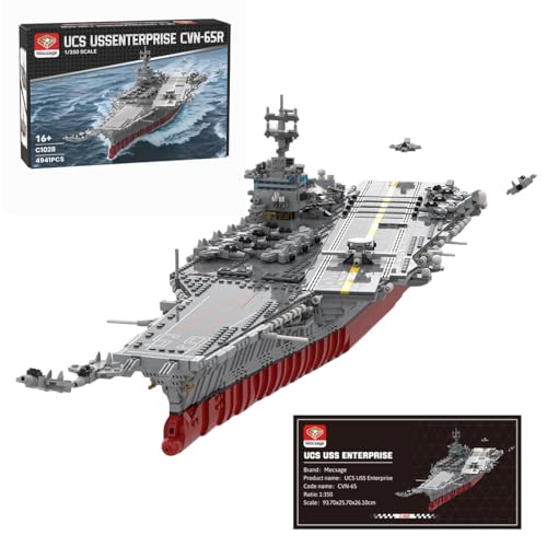CVN-65 UCS USS Enterprise Bausteinset, 1/350 Atomgetriebener Flugzeugträger Bausatz, Raumdekorationen zum Thema Militär, Geschenk für Erwachsene, Kompatibel mit Markenbausteinen, 4941 Teile CVN-65 UCS USS Enterprise Bausteinset, 1/350 Atomgetriebener Flugzeugträger Bausatz, Raumdekorationen zum Thema Militär, Geschenk für Erwachsene, Kompatibel mit Markenbausteinen, 4941 Teile von RZARDFLAMR
