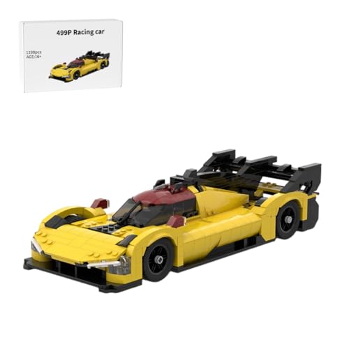 RZARDFLAMR 1/15 Maßstab Rennwagen Bausatz, 1298 Teilen Technik Supercar Display Modell, Kreatives Sammlerstück für Erwachsene und Jugendliche, Büro & Zuhause Deko Geschenkidee (Gelb) von RZARDFLAMR