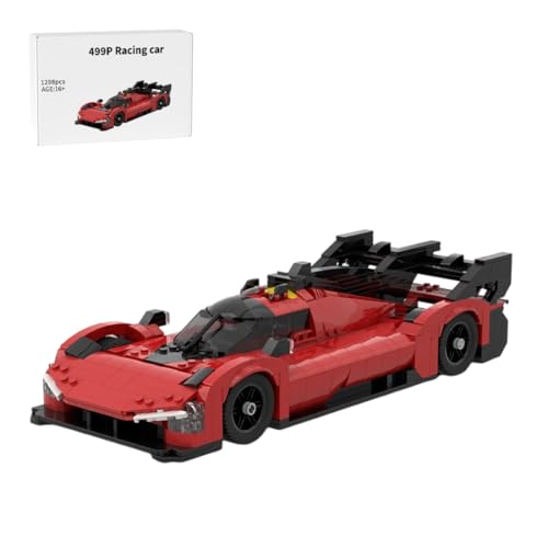 RZARDFLAMR 1/15 Maßstab Rennwagen Bausatz, 1298 Teilen Technik Supercar Display Modell, Kreatives Sammlerstück für Erwachsene und Jugendliche, Büro & Zuhause Deko Geschenkidee (Rot) von RZARDFLAMR