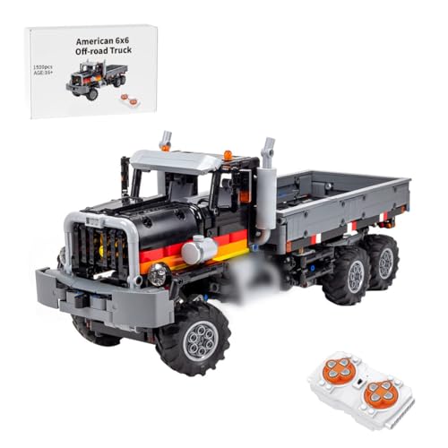 RZARDFLAMR MOC-219862 6x6 Geländetruck Bausteinset, 1:20 Maßstab Modell mit V8-Motor, Federung & 2-Gang-Getriebe, Geschenk für Erwachsene, Modellbauer, Perfekt für Ausstellung (1500 Teile) von RZARDFLAMR