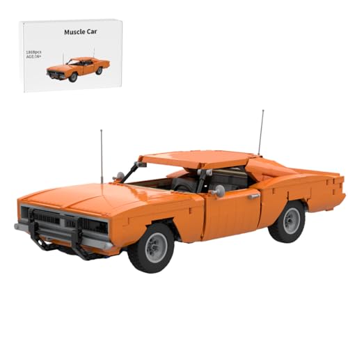 RZARDFLAMR MOC-221916 Muscle Car Bausteinset, Technik Bausteine Auto Set im Maßstab 1/8, Klassisches Muscle Car mit Detailreicher Karosserie, DIY Baukit für Erwachsene Sammler Display (1868Teile) von RZARDFLAMR