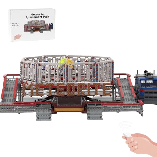 RZARDFLAMR MOC Karussell Bausteine Set, Dynamische Version mit rotierendem Fahrgeschäft, Beleuchtung & Aussichtsterrasse, DIY Modellbau für Erwachsene Jugendliche Sammlerm, Raumanzeige, 2092 Teile von RZARDFLAMR