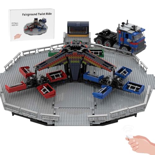 RZARDFLAMR MOC Vergnügungspark-Mixer Klemmbausteine Set, 2575 Teile Dynamische Version mit ässt Sich in einen LKW zusammenfalten, Jahrmarkt Modellbausatz für Jugendliche, Geschenke für Erwachsene von RZARDFLAMR