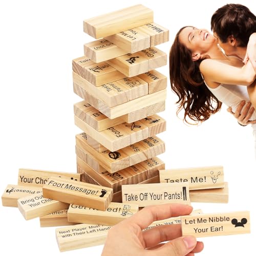 RZCOMP Lust Tower Super Naughty Block Tower Spiel Paare Valentinstag Holz Stapelblöcke Perfekt für Date, Nachtaktivitäten, Partyspiele und lustige Ideen für Erwachsene, 48 Stück RZCOMP Lust Tower Super Naughty Block Tower Spiel Paare Valentinstag Holz Stapelblöcke Perfekt für Date, Nachtaktivitäten, Partyspiele und lustige Ideen für Erwachsene, 48 Stück von RZCOMP