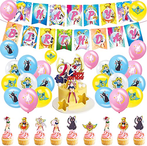Geburtstag Deko Sailor Moon Luftballons Alles Gute zum Geburtstag Girlande Tortentopper Sailor Moon Kindergeburtstag Partyzubehör Geburtstag Deko Sailor Moon Luftballons Alles Gute zum Geburtstag Girlande Tortentopper Sailor Moon Kindergeburtstag Partyzubehör von RZDQZY
