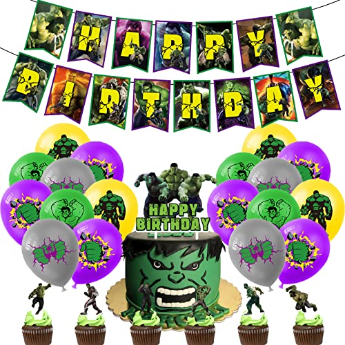 RZDQZY Hulk Kindergeburtstag Deko: 20 Luftballons, Geburtstag Girlande, 13 Kuchen Topper - Grün, Cartoon, Buchstabenmuster RZDQZY Hulk Kindergeburtstag Deko: 20 Luftballons, Geburtstag Girlande, 13 Kuchen Topper - Grün, Cartoon, Buchstabenmuster von RZDQZY