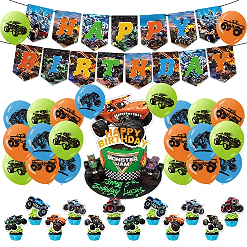 Kindergeburtstag Deko Monster Lkw Luftballons Monster Truck Geburtstag Banner Lastwagen Kuchentopper Monster Jam Luftballons Deko Kindergeburtstag Deko Monster Lkw Luftballons Monster Truck Geburtstag Banner Lastwagen Kuchentopper Monster Jam Luftballons Deko von RZDQZY
