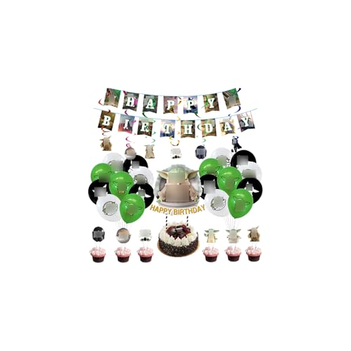 RZDQZY Geburtstagsdeko Kindergeburtstag Deko mit 6pcs Spiralen, 25pcs Kuchen Toppern, 1pcs Geburtstag Girlande, 12pcs Ballons in Grün RZDQZY Geburtstagsdeko Kindergeburtstag Deko mit 6pcs Spiralen, 25pcs Kuchen Toppern, 1pcs Geburtstag Girlande, 12pcs Ballons in Grün von RZDQZY