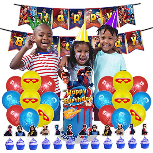 RZDQZY Henry Danger Geburtstag Luftballons & Kuchen Topper & Girlande - Cartoon Muster - Bunt - 18 Ballons, 13 Kuchendeckel, 1 Banner RZDQZY Henry Danger Geburtstag Luftballons & Kuchen Topper & Girlande - Cartoon Muster - Bunt - 18 Ballons, 13 Kuchendeckel, 1 Banner von RZDQZY