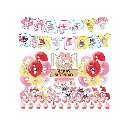 RZDQZY My Melody Geburtstag Luftballons, Girlande, Kuchenaufsatz & Banner - Sanrio Partydeko in Pink mit Anime-Theme für Kindergeburtstage RZDQZY My Melody Geburtstag Luftballons, Girlande, Kuchenaufsatz & Banner - Sanrio Partydeko in Pink mit Anime-Theme für Kindergeburtstage von RZDQZY