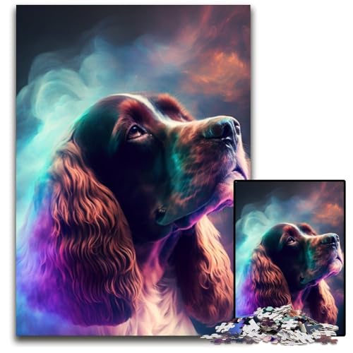 1000-teiliges Cocker Spaniel Nebula-Puzzle aus Pappe, pädagogisches Denkspiel, künstlerische Heim- und Bürodekoration, ab 14 Jahren, 26x38cm/10,23x14,96 Zoll von RZFWJL