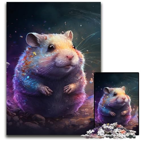 1000-teiliges Hamster-Puzzle aus Holz, pädagogisches Denkspiel, künstlerische Heim- und Bürodekoration, ab 14 Jahren, 50x75cm/19,68x29,52 Zoll von RZFWJL