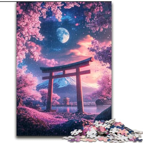 1000-teiliges Puzzle, Japanisches Torii-Tor, aus Holz, anspruchsvolles Denkspiel für Teenager, Spaß für den Familienspielabend, 1000 Teile(50x75cm) von RZFWJL