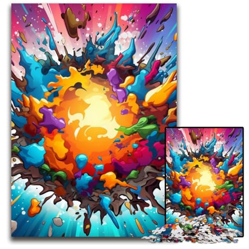 1000-teiliges Puzzle, farbenfrohe Explosions-Puzzles aus Pappe, pädagogisches Denkspiel, künstlerische Heim- und Bürodekoration, ab 14 Jahren, 26x38cm/10,23x14,96 Zoll von RZFWJL