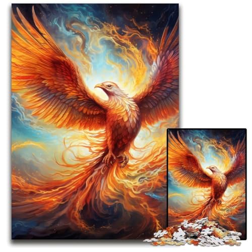 1000-teiliges Puzzle, farbenfrohes Kunst-Phönix-Holzpuzzle, pädagogisches Denkspiel, künstlerische Heim- und Bürodekoration, ab 14 Jahren, 50x75cm/19,68x29,52 Zoll von RZFWJL