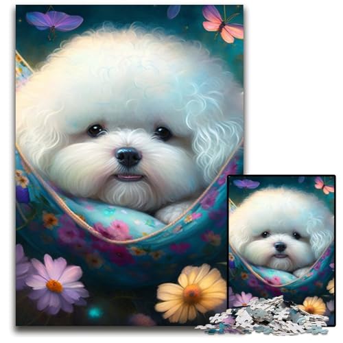 1000-teiliges Puzzle, wunderschönes Bichon Frise-Holzpuzzle, pädagogisches Denkspiel, künstlerische Heim- und Bürodekoration, ab 14 Jahren, 50x75cm/19,68x29,52 Zoll 1000-teiliges Puzzle, wunderschönes Bichon Frise-Holzpuzzle, pädagogisches Denkspiel, künstlerische Heim- und Bürodekoration, ab 14 Jahren, 50x75cm/19,68x29,52 Zoll von RZFWJL