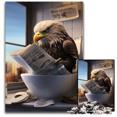1000-teiliges Puzzle „Adler liest Zeitung“, Holzpuzzle, pädagogisches Denkspiel, künstlerische Heim- und Bürodekoration, ab 14 Jahren, 50x75cm/19,68x29,52 Zoll von RZFWJL